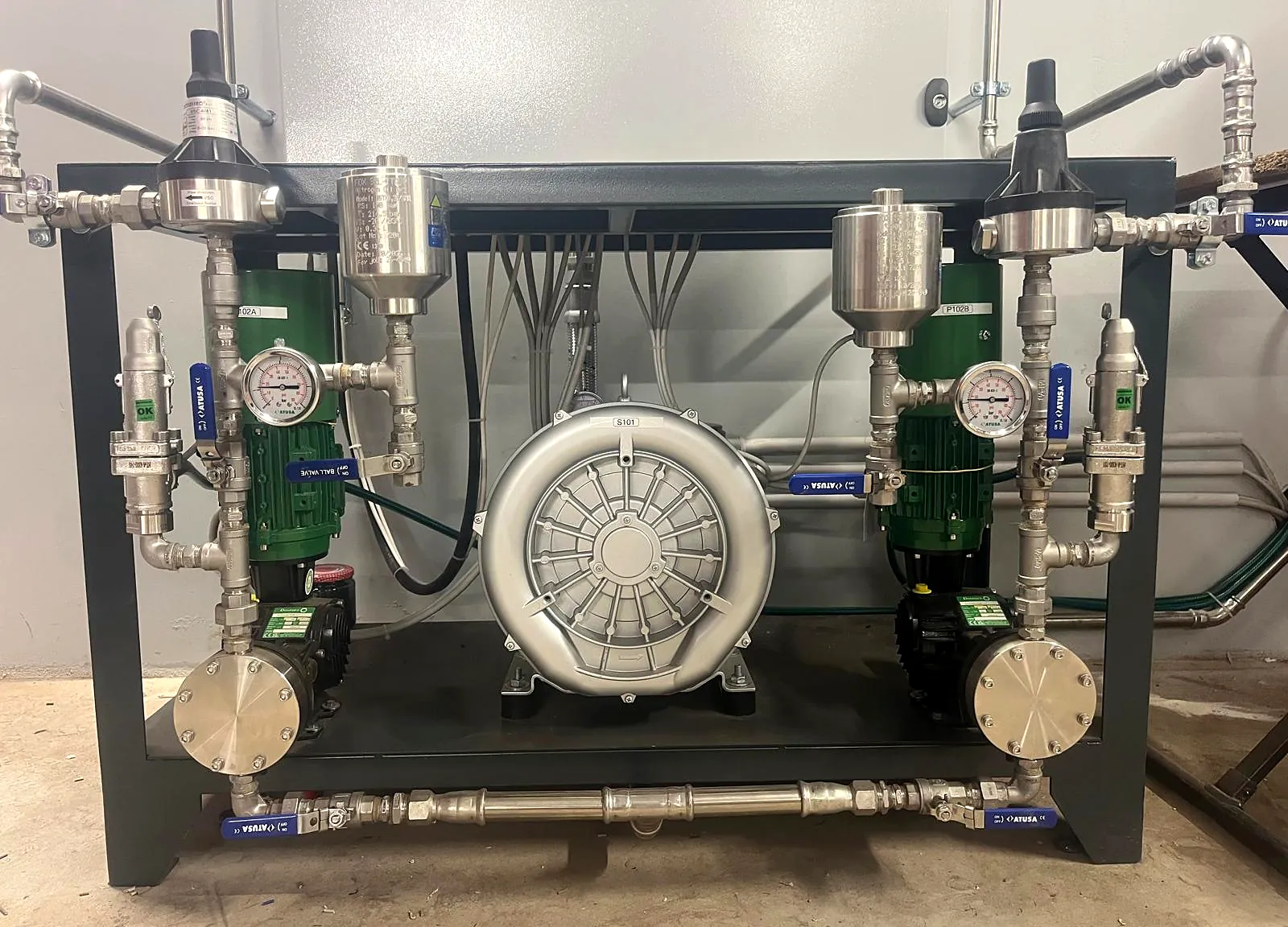 Ecotherm SNCR dosing skid with two metering pumps and lance cooling blower – 2.5 MW biomass boiler, France